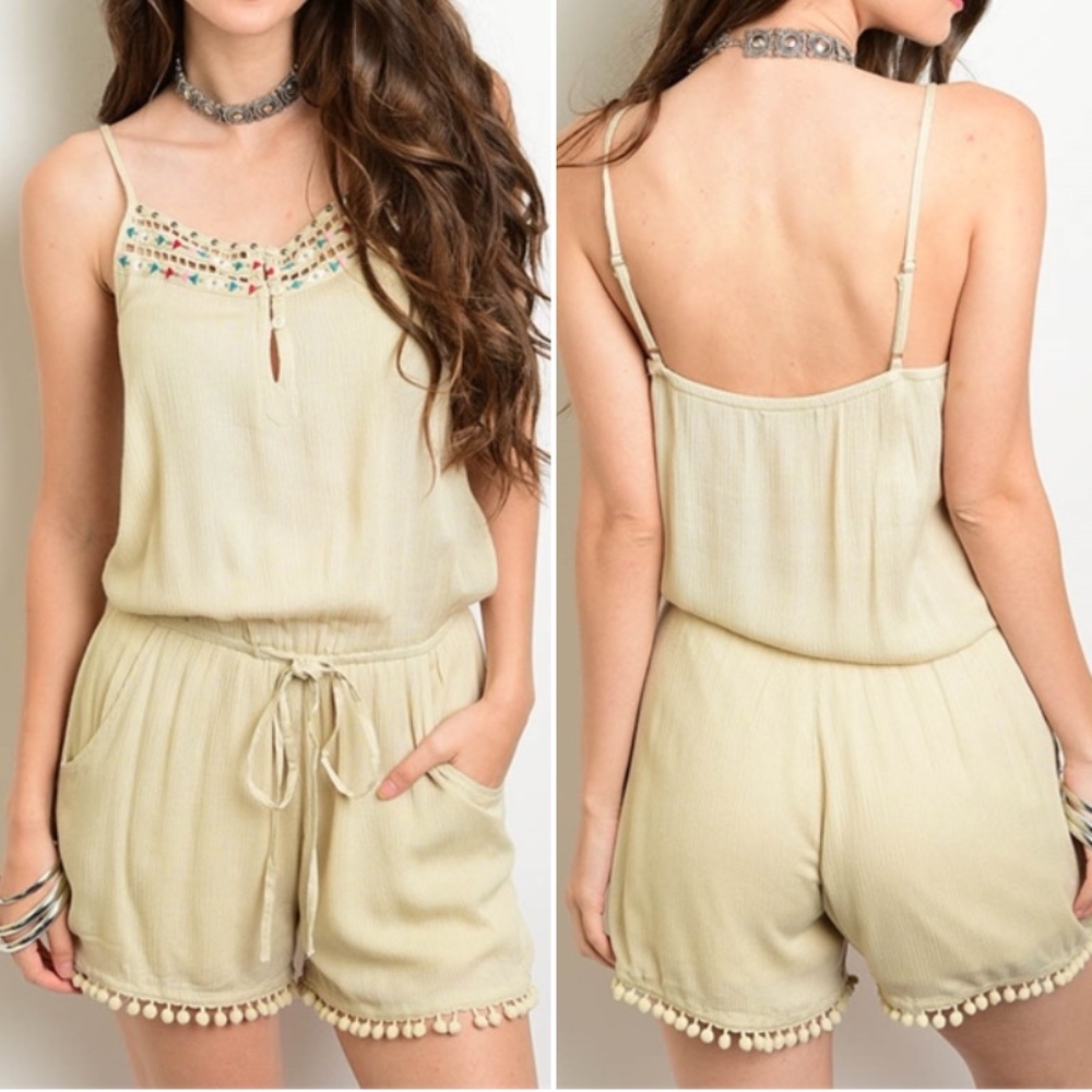 Girly & Flirty little TAUPE ROMPER